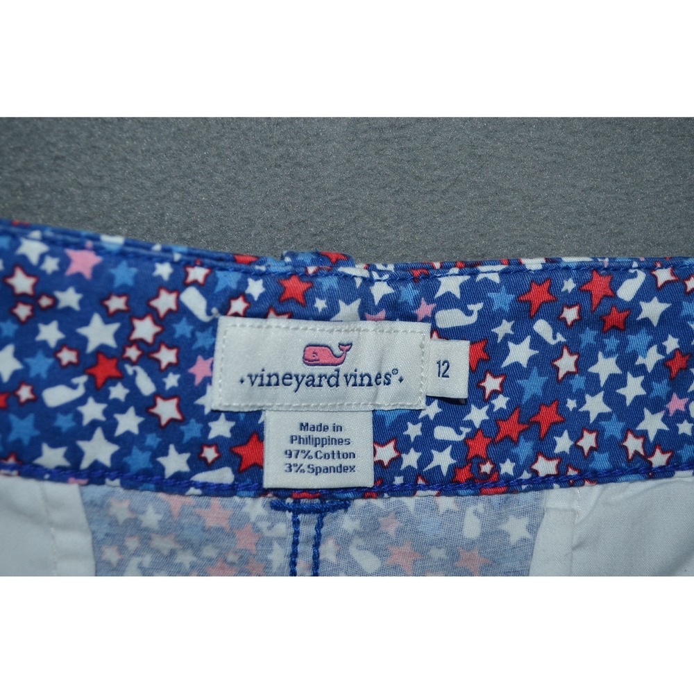 Vineyard Vines Red White Blue Stars & Whales Patriotic Women's Shorts 12 - Picture 2 of 7